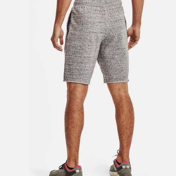 New Men's Under Armour UA Rival FITTED Cut Off Terry Shorts Gray Small - Picture 3 of 4